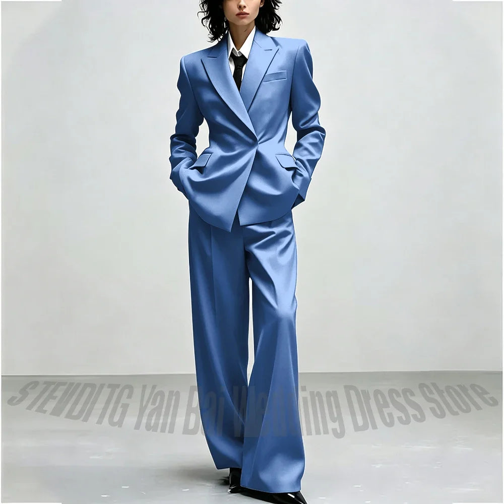 Casual Women Suit Trendy Solid Black Long Sleeve Lapel Straight Fashion Jacket Pants All-Match Shopping Street Style Daily Wear
