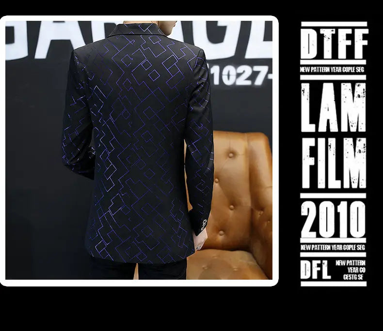 Blazer Fashionable Outdoor Travel Youthful Wedding Versatile Host Gentleman Slim-fit Casual Mid-length Stripes Men's Blazer