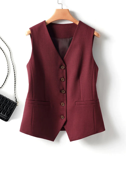 Single-Breasted Layered Suit Vest for Women Suitable for Spring and Autumn Can Be Worn as an Inner or Outer Layer Stylish Off