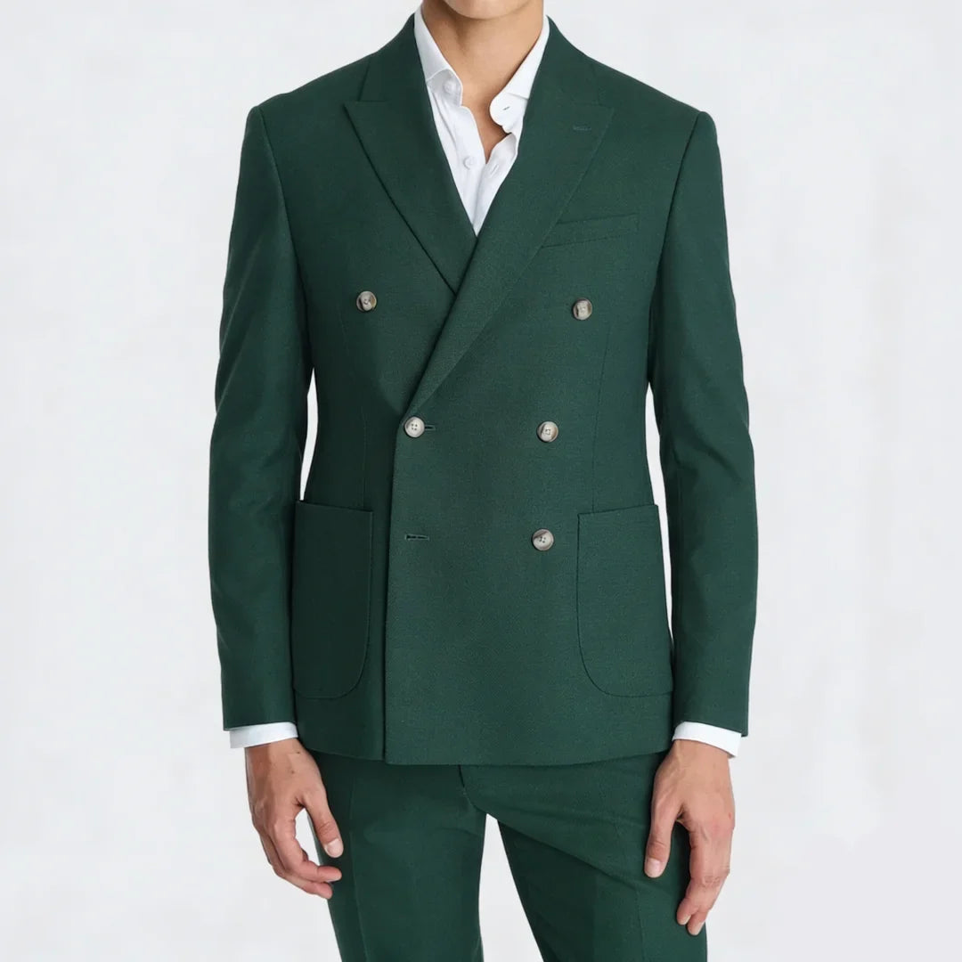 Men Suit 2 Pieces Sky Blue Double Button Solid For Wedding Banquet Birthday Party Business Work Office Daily Jacket And Pants