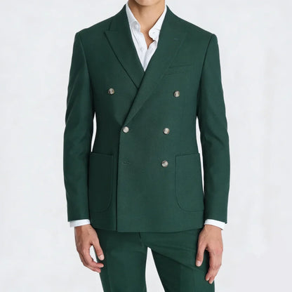 Men Suit 2 Pieces Sky Blue Double Button Solid For Wedding Banquet Birthday Party Business Work Office Daily Jacket And Pants