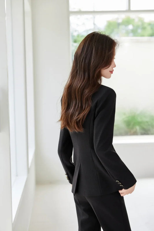 Professional women's high-quality two-piece trousers + blazer set. Exquisite elegant, new style for autumn winter 2025