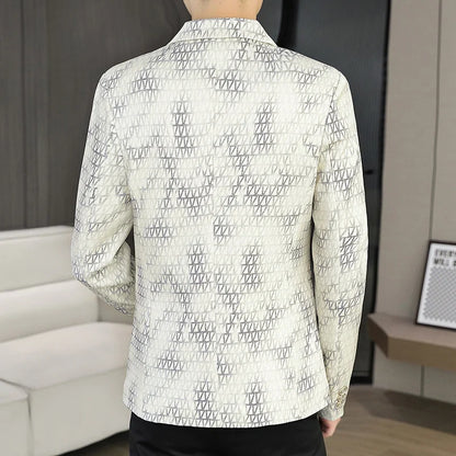 Blazer Autumn and Winter Men Fashion Outdoor Wedding Slimming Business Versatile Printed Casual Korean-style Formal Wear Blazer