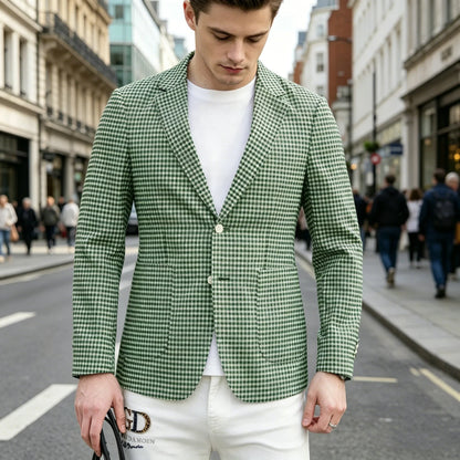 Men's Plaid Blazer Slim Fit Business Casual Checkered Suit Jacket Lightweight Notched Lapel Sport Coats for Office Daily Wear