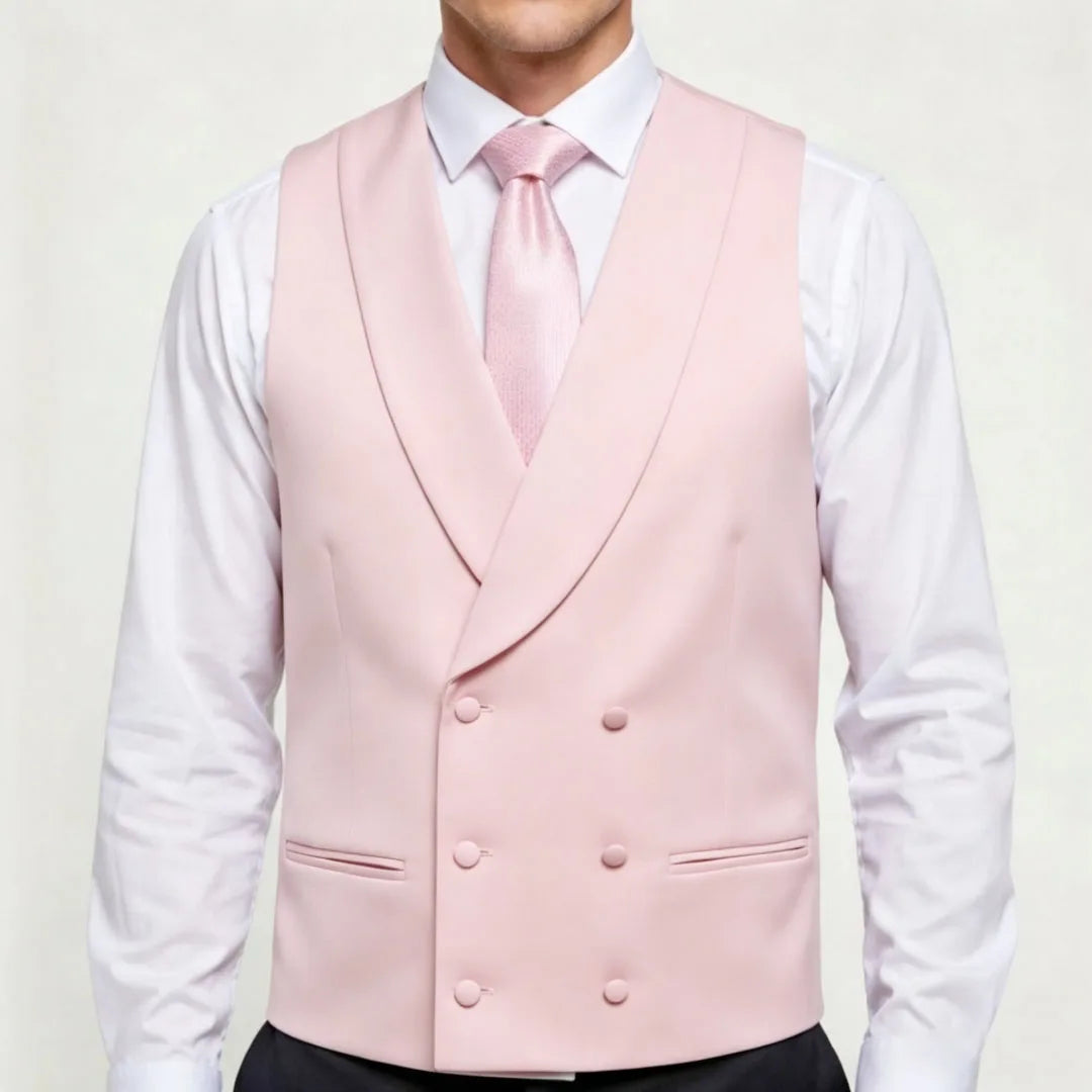 Men's Double Breasted Vest – Formal Lapel Waistcoat for Wedding & Business