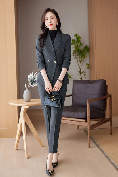 Professional Long-Sleeved Trouser Suits for Women, Fashionable Trousers, High Quality, Show, Elegant, New, Autumn and Winter
