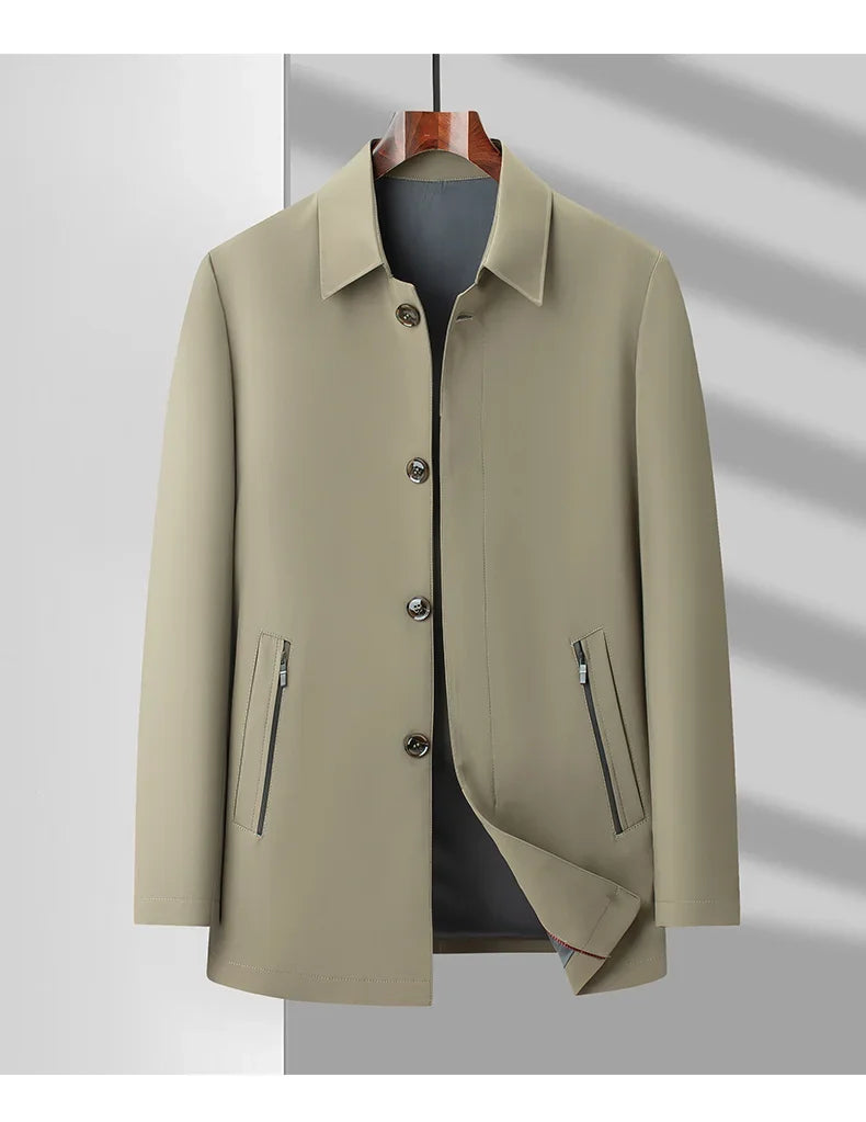 Men's 2025 Spring Fashion Handsome Trend Solid Color All-in-One Casual Business Jacket Loose Simple Lapel Top Coat