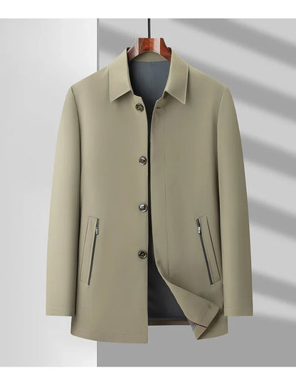 Men's 2025 Spring Fashion Handsome Trend Solid Color All-in-One Casual Business Jacket Loose Simple Lapel Top Coat