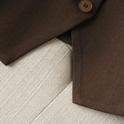 Brown Suit Vest for Women Spring and Autum Short Single-Breasted Slim Workplace Elegant Sleeveless Top Jacket
