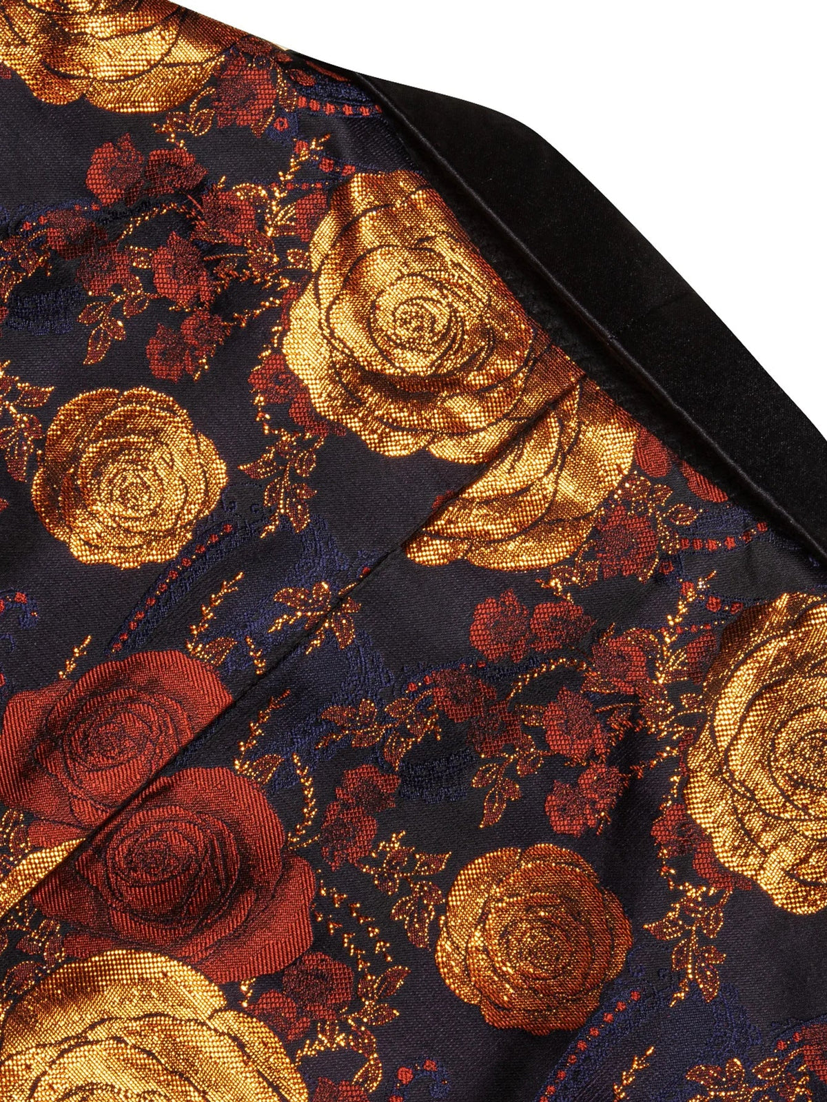 Vintage Brown Rose Pattern Mens Tuxedo Jacket, Satin Shawl Collar Slim Blazer for Banquet Host Wedding Party