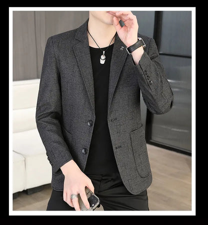 Blazer Men's Fashion Business Outdoor Travel Solid Color Trendy Wedding Youth Slimming Versatile Casual High Formal Wear Blazer