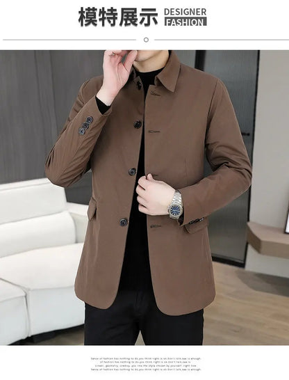 Blazer Men's Business Gentleman Wedding Fashion Best Man Solid Color Slim Fit Casual Mink Velvet with Cotton Thickened Blazer