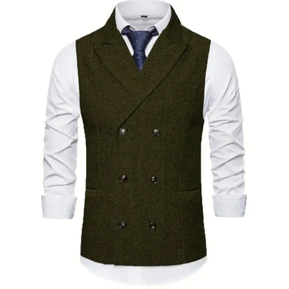Men's Vest Double Breasted Herringbone Waistcoat for Weddings & Business Formal