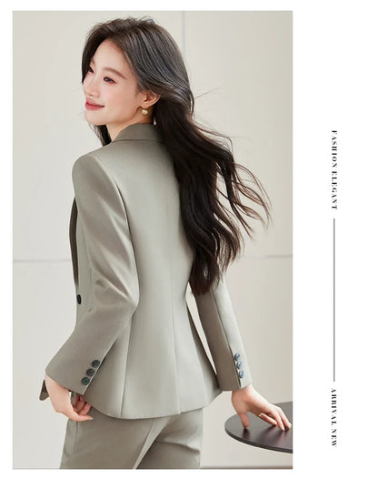 Elegant Ladies Business Chic Blazer Pants Suits Women Autumn Winter Plus Size Work Wear Outfit Jacket and Trousers Sets
