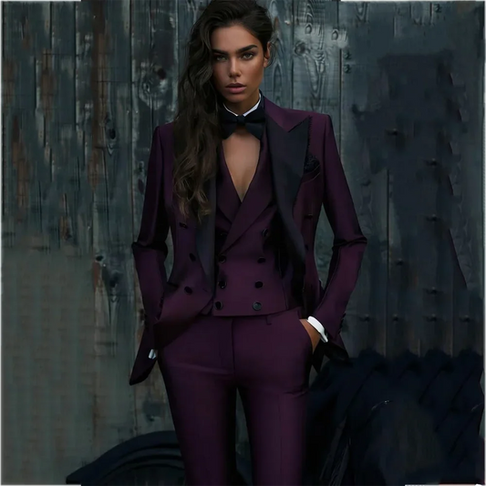 Customized Formal Suit For Women Modish Peak Lapel Office Lady Set Double Breasted Luxury Elegant Outfit(Jacket+Vest+Pants)