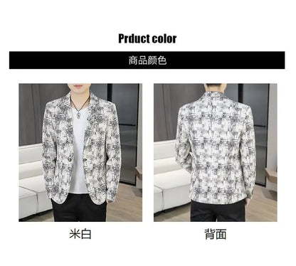 Blazer Men's Fashion Outdoor Travel Gentleman Wedding Slimming Business Versatile Trendy Casual Korean-style Formal Wear Blazer