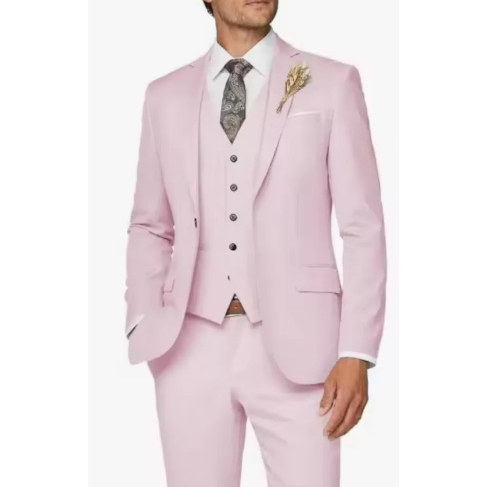 Costume de Mariage Formel pour Hommes Élégant Haut de Gamme Slim Fit 3 Pièces Blazer Gilet Pantalon Business Décontracté pour Soirée Dansante