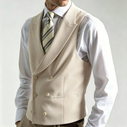 Men's Double Breasted Formal Vest – Tailored Waistcoat for Weddings & Business