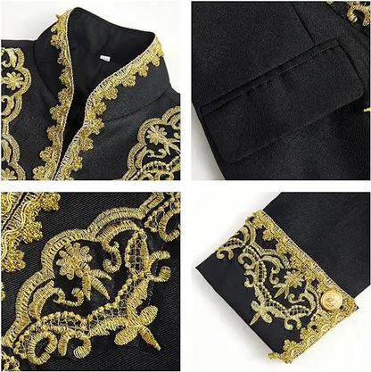 Boy Prince Costume Victorian Gothic Palace Blazer Suit Royal King Outfit Party Cosplay Halloween Costumes Kids