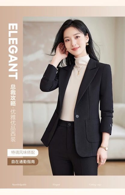 Fashionable professional women's high-quality two-piece trousers + blazer set. 2025 autumn and winter new styles