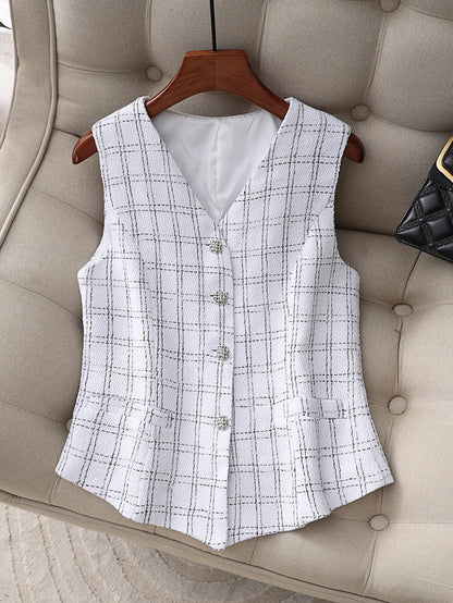 New Arrival Fall & Winter Elegant Minimalist Vest, Chic Tweed‑Style Outerwear Waistcoat