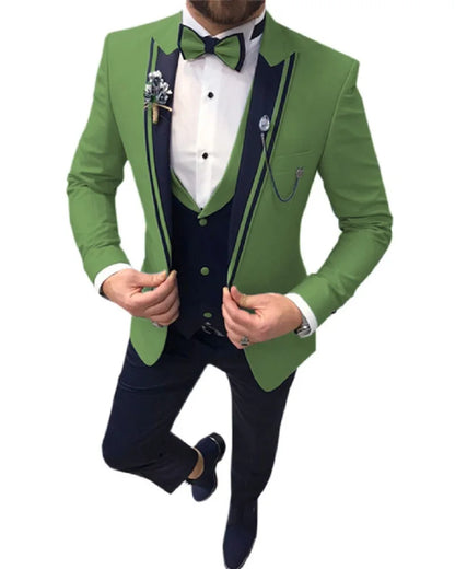 Wedding Groom Men Suits Slim Fit Costume Homme Men Suit 3 Pcs Jacket+Pant+Vest Terno Masculino Tuxedo Prom Blazer For Man