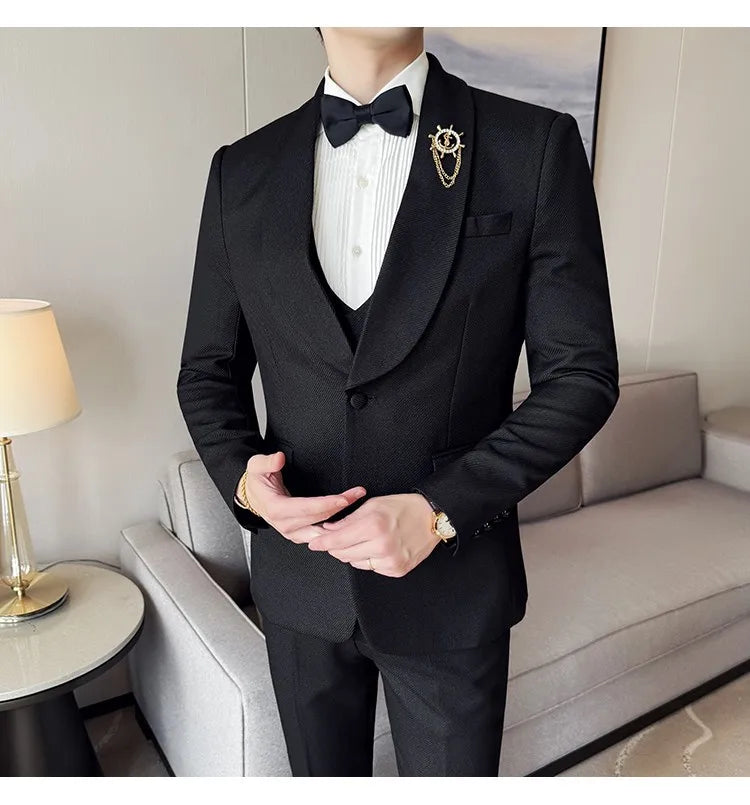 Men's Slim Fit 3-Piece Suit for Weddings, Parties & Formal Occasions – White, Red, Black