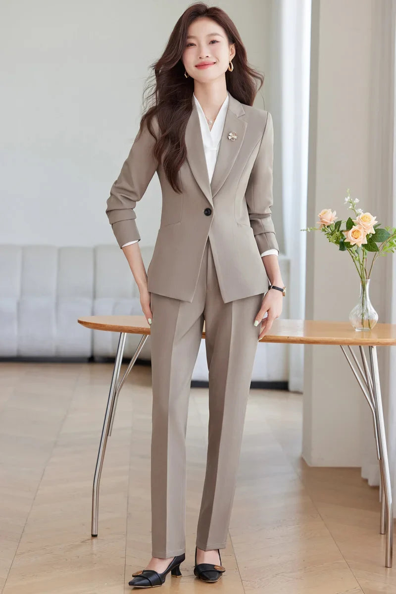 2026 Professional Womens Autumn and Winter New Two-Piece Long-Sleeved Suit + Trousers. Fashion Boutique Suit