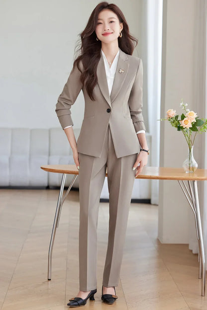 2026 Professional Womens Autumn and Winter New Two-Piece Long-Sleeved Suit + Trousers. Fashion Boutique Suit