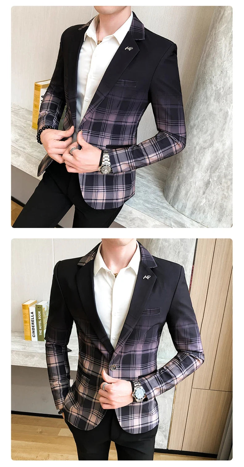 Men's Blazer Suit Jacket 2025 Spring New Fashion Korean Slim Suit Jacket Social Prom Dress Jacket Men's High Quality Clothing