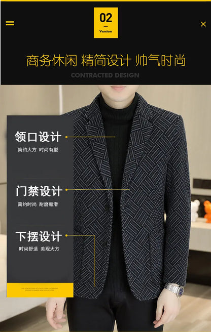 Blazer Autumn and Winter Men's Fashion Outdoor Travel Youth Wedding Slimming Casual Formal Wear with Cotton Warmth Blazer  2025