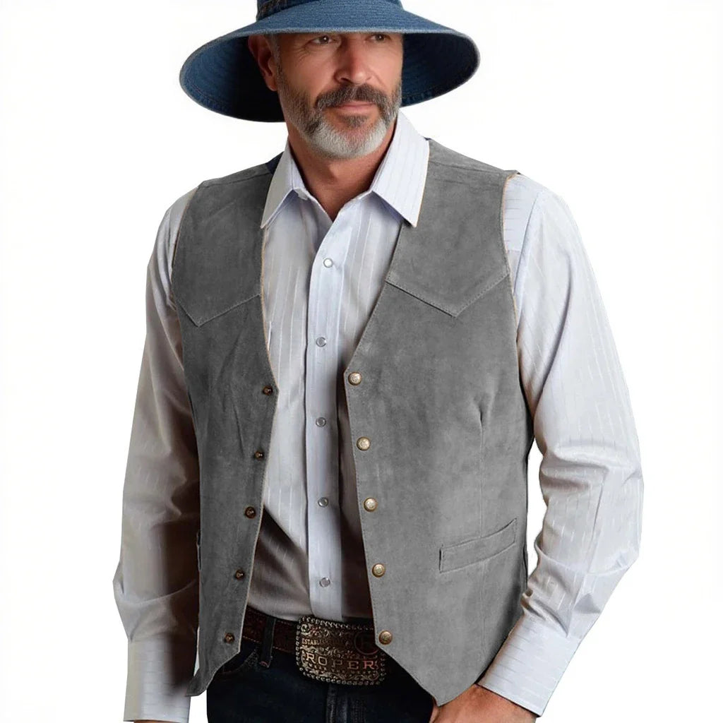 Men's Suit Vest Slim Fit V-Neck Metal Buttons Flannel Waistcoat for Business & Smart Casual Occasions