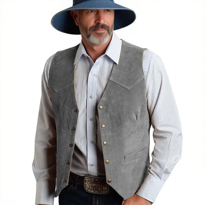 Men's Suit Vest Slim Fit V-Neck Metal Buttons Flannel Waistcoat for Business & Smart Casual Occasions