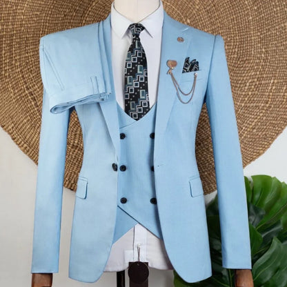 Men Suit Beige 3 Pieces Solid With Lapel For Wedding Groom Banquet Party Prom Business Work Office Daily Jacket Vest With Pants