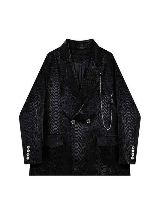 Women Black Gothic Long Sleeve Emo Blazer Jacket Fashion Vintage Harajuku 2000s Snake Pattern Suit Coat Outerwear Clothes Autumn