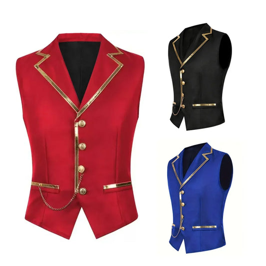 Men's Single-Breasted Formal Vest – England Style Business Suit Waistcoat for Stage & Events