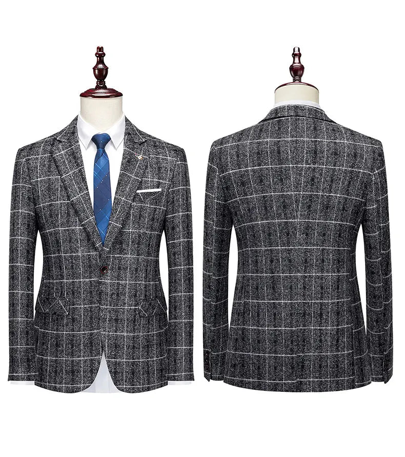 Men's 2025 Three-piece Suit Set One Button Fashion Wedding Business Casual Work Formal Vest Trousers M-5XL