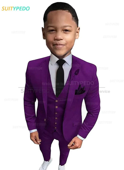 New Fashion Boys Suits Children Birthday Formal Outfit Blazer Vest Pants 3 Pieces School Activity Chorus Performance Costume