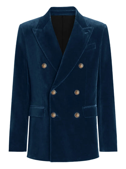 Burgundy Velvet Blazer for Men with Double Breasted Dinner Jacket Elegant Casual Slim Fit Suit Coat 2026 New