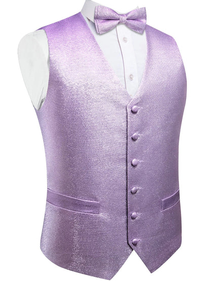 Men's Glitter Vest and Bow Tie Set – Slim Fit Formal Waistcoat for Weddings, Prom and Evening Occasions