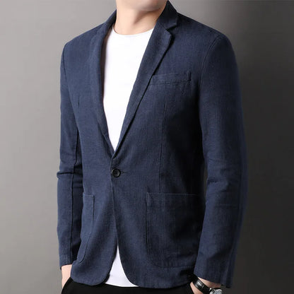 Spring and Summer New High Quality Men's Linen Suit Fashion Handsome Slim-fit All-in-one Trend Men's Coat 70% Ramie 30% Cotton