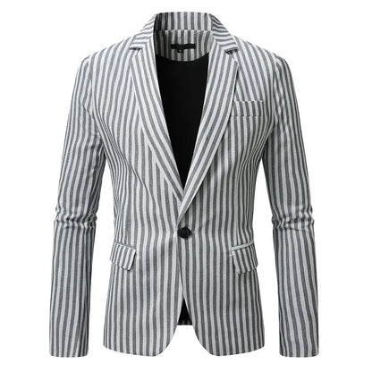 Striped Blazer Jacket Man Suits Luxury Sacos Hombres Elegantes 2025 Coats Men Casual Single Button Social Business Blazers Coats