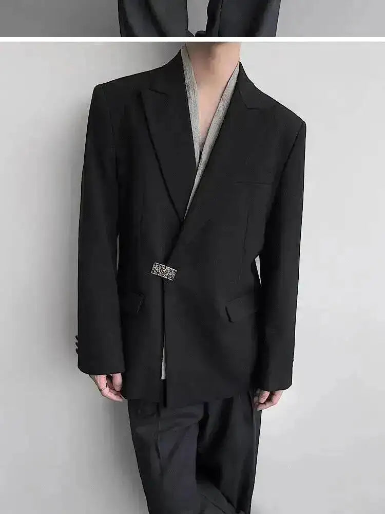 Metal Placket 2025 Buckle New Casual Blazer Fashion Jacket Men's Original Elegant Korean Handsome Jacket Original JY7386