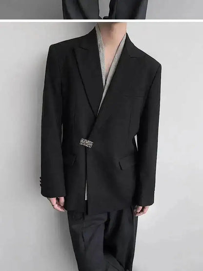 Metal Placket 2025 Buckle New Casual Blazer Fashion Jacket Men's Original Elegant Korean Handsome Jacket Original JY7386