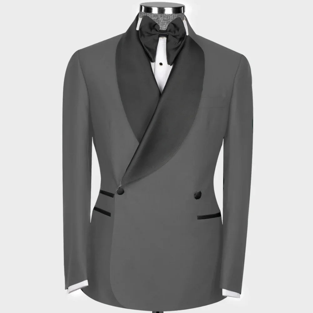 1 Piece Burgundy Smoking Jacket for Men Double Breasted Shawl Lapel Slim Fit Suit Blazer for Prom Party Wedding Business Coat