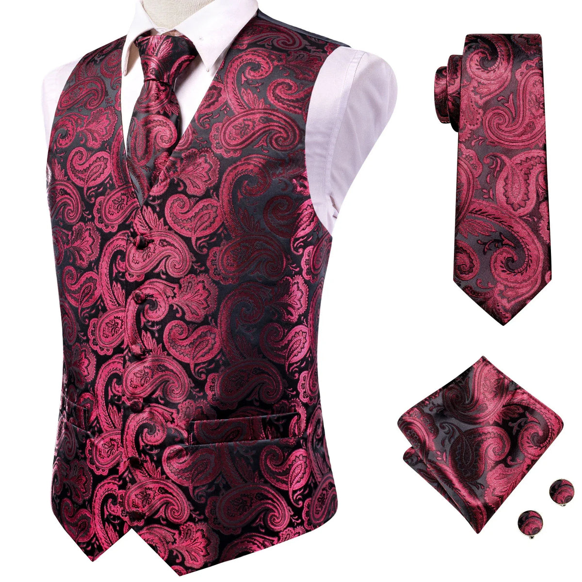 Men's Vest Suit Set – Champagne Gold Paisley Waistcoat for Weddings & Formal Events