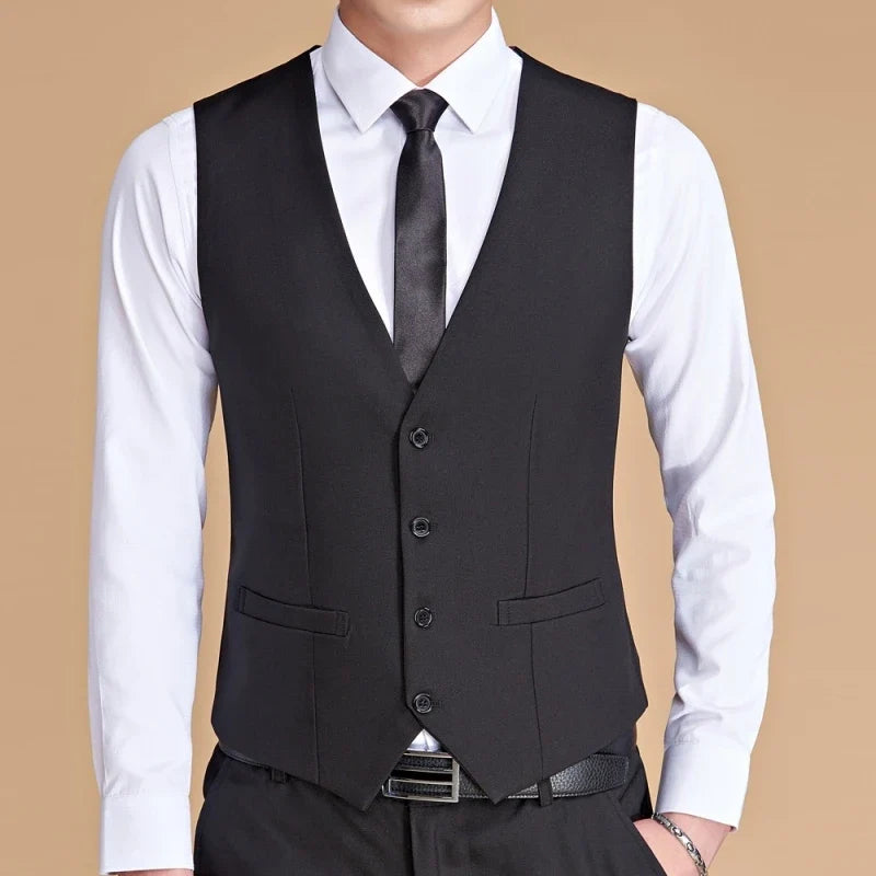 Men's Formal Vest Single Button Slim Fit Waistcoat for Business & Weddings