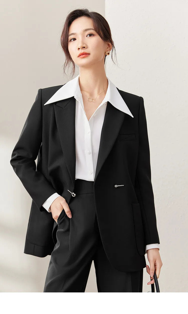 Black Blazer Suit Jacket Women 2026 Spring Fall Fashion Trend Elegant Office Ladies Work Wear Clothing 153XC3230X