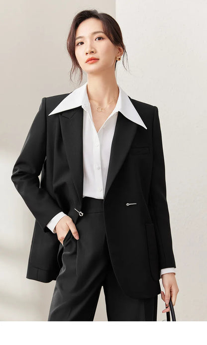 Black Blazer Suit Jacket Women 2026 Spring Fall Fashion Trend Elegant Office Ladies Work Wear Clothing 153XC3230X