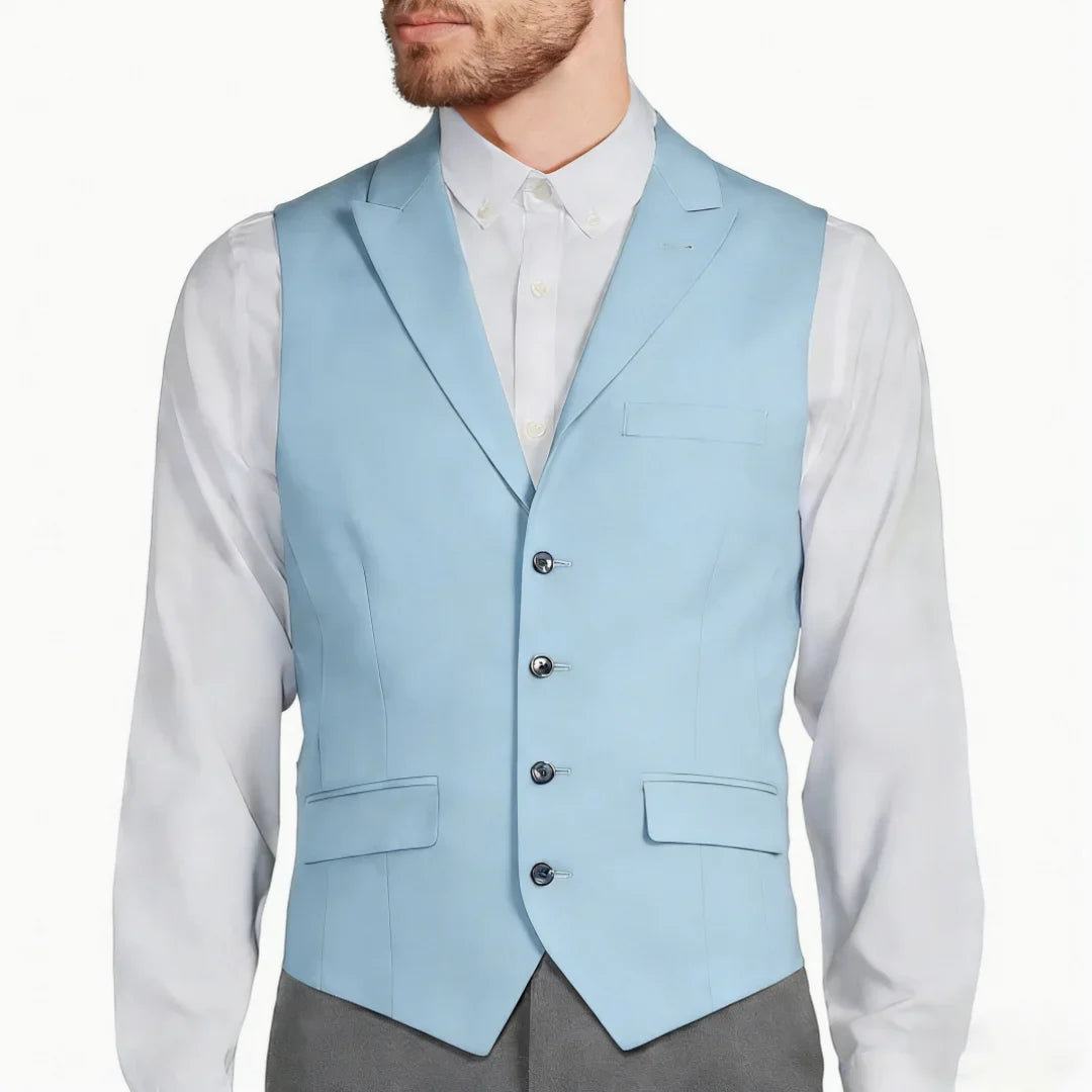 Men's Formal Vest Single Button Lapel Solid Waistcoat for Wedding & Business